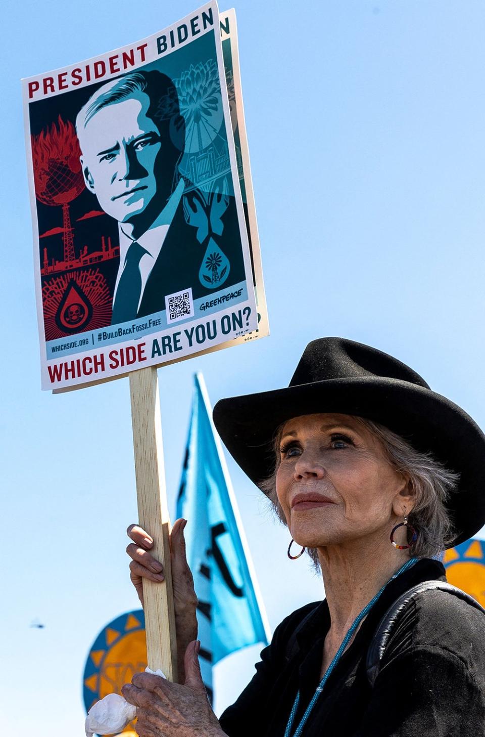 Still dazzling: Fonda at a Minnesota climate protest in June (Kerem Yucel/Getty Images)