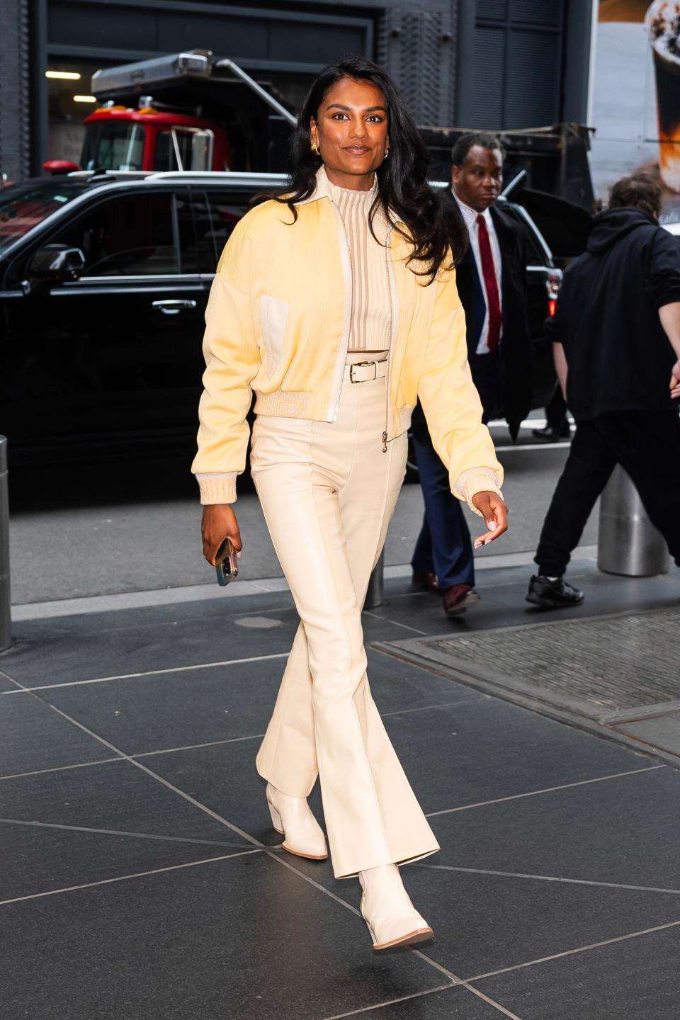 Simone Ashley in midtown Manhattan on May 13, 2024 (Photo by Gotham/GC Images)