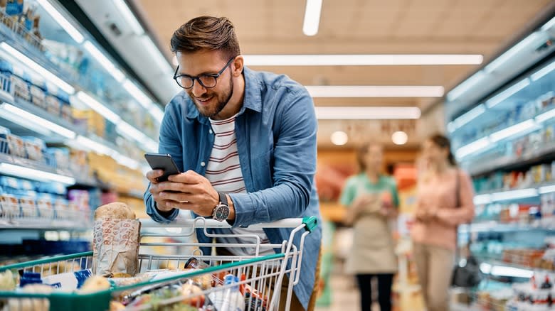 grocery shopping with cart