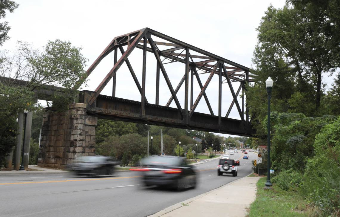 The railroad trestle on North Main Street leads into Columbia’s Eau Claire neighborhood.