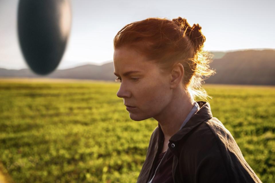Amy Adams makes first contact in 'Arrival'. (Paramount)