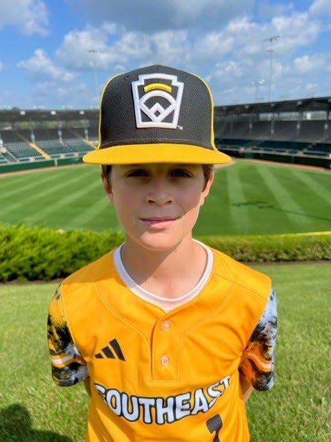 Nolensville's Grayson May poses in his Little League World Series uniform in South Williamsport, Pa.