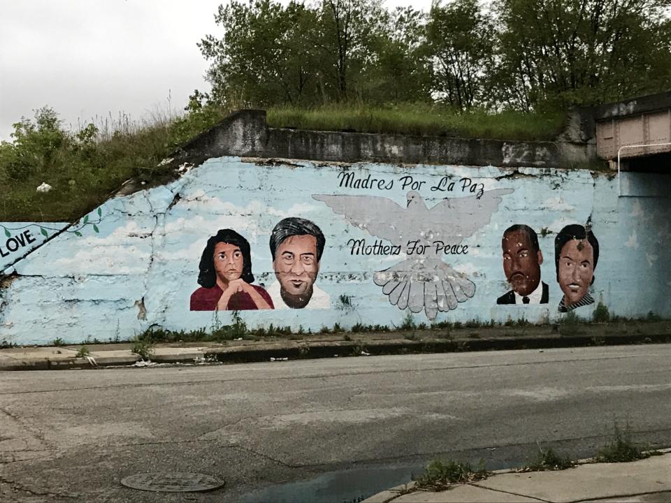 One of many murals under the railroad viaducts along Throop Street in Chicago's Back of the Yards neightborhood. (Photo: Caitlin Dickson/Yahoo News)