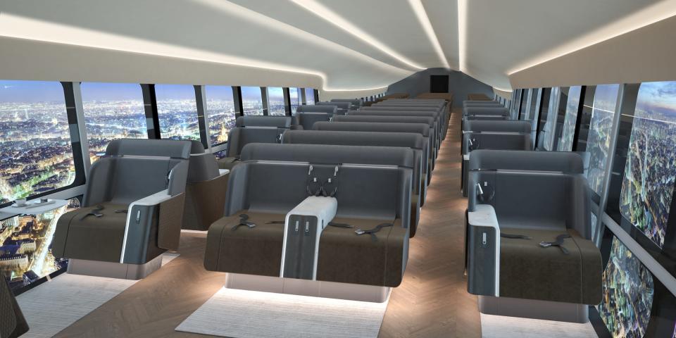 seats next to panoramic windows