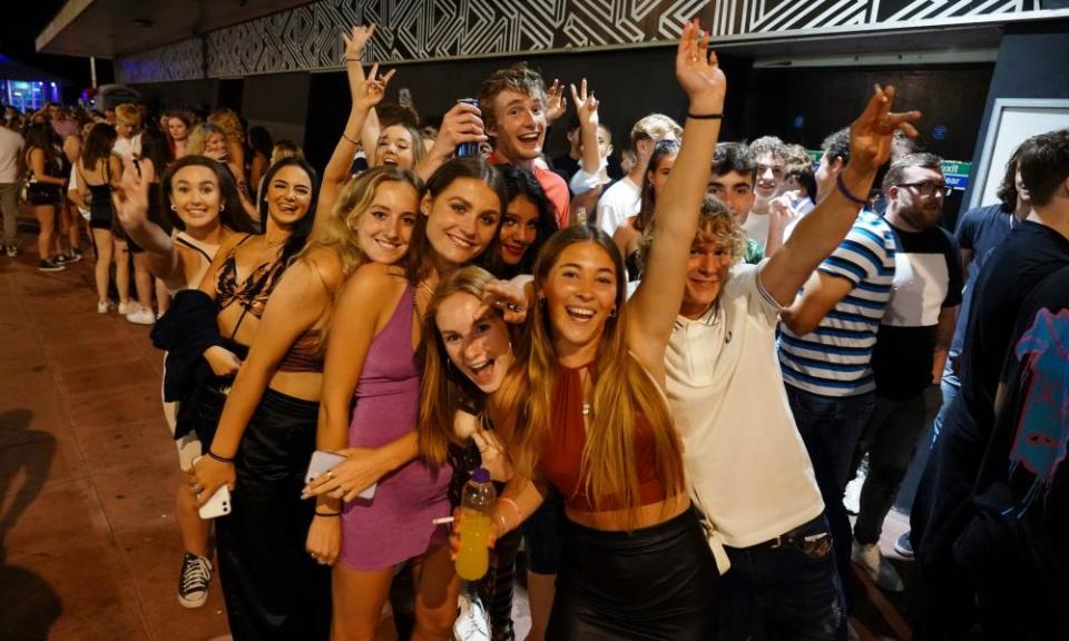 Clubbers queuing in Brighton in the countdown to ‘freedom day’.