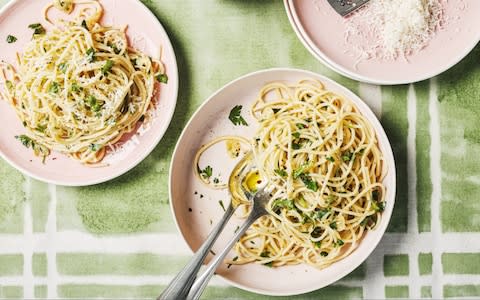 Spaghetti with garlic, chilli and parsley  - Credit: HAARALA HAMILTON AND VALERIE BERRY