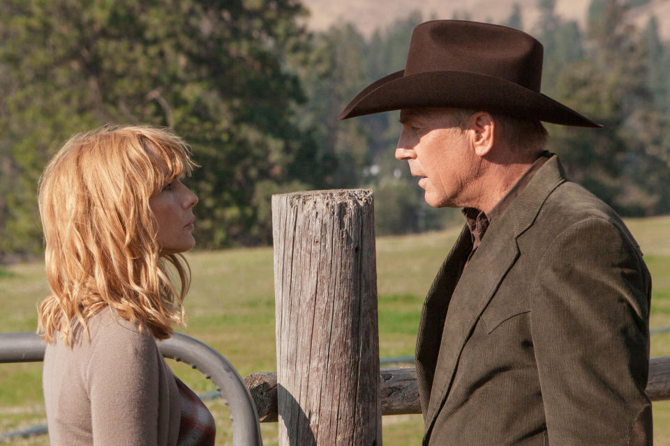 Kelly Reilly (left) and Costner in 