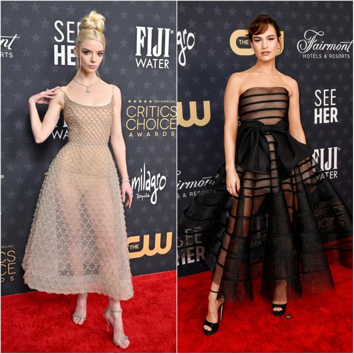 Anya Taylor Joy and Lily James at the 2023 Critic&#39;s Choice Awards (Getty Images)