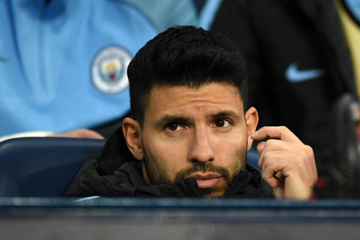 Out | Sergio Aguero has not started a game for Man City in over a month: AFP/Getty Images