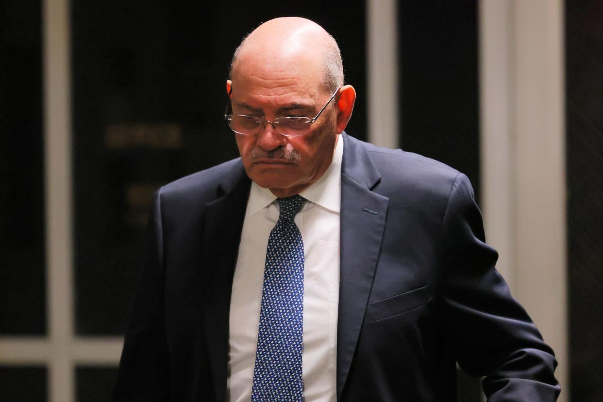 NEW YORK, NY - NOVEMBER 17: Former CFO Allen Weisselberg leaves the courtroom for a lunch recess during a trial at the New York Supreme Court on November 17, 2022. The Trump Organization was charged with criminal tax fraud, falsifying business records, and filing false tax returns in a scheme to defraud the state. (Photo by Michael M. Santiago/Getty Images)