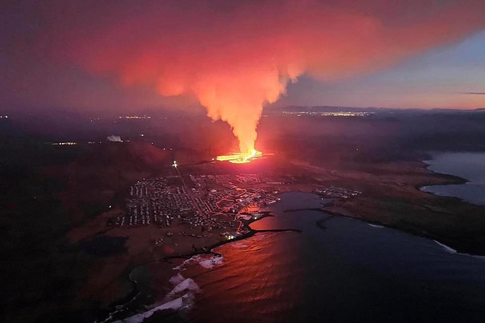 Lava during a volcanic eruption near Grindavík, Iceland, on Sunday (AP)