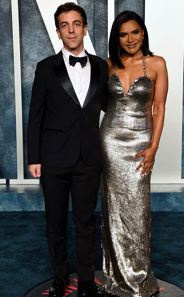 B. J. Novak and Mindy Kaling, 2023 Vanity Fair Oscar Party