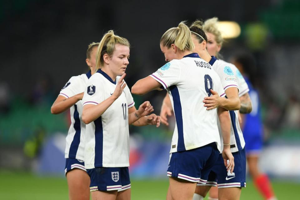Russo then doubled England's lead after a cross from Hemp (FA via Getty Images)