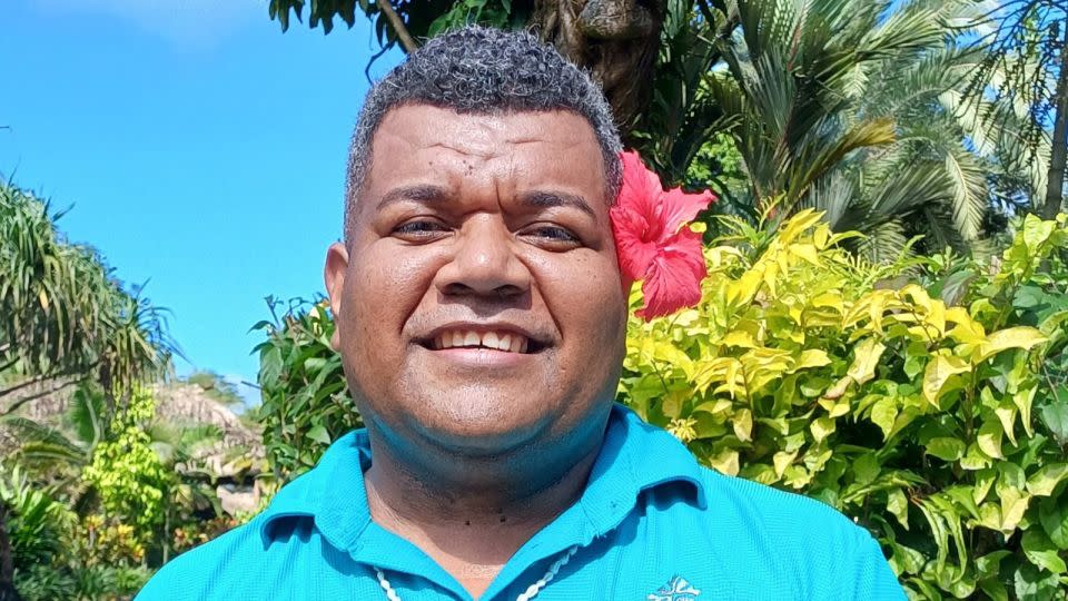 Cagi (pronounced "Tagi") Ratudamu at the Fijian resort where he works. - Courtesy Nanuku Resort