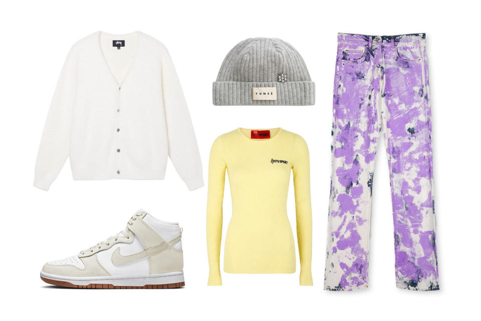 Very Peri Purple Pantone 2022 Color Outfit Ideas Nike Dunk High Stussy Cardigan Jean Paul Gaultier JEANS