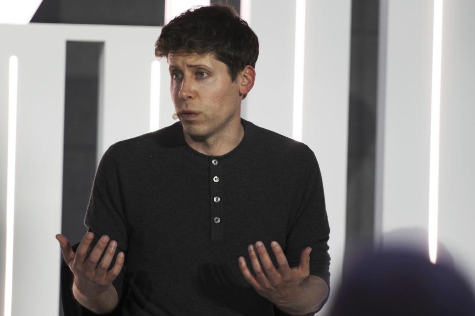 OpenAI CEO Sam Altman speaks in Abu Dhabi, United Arab Emirates, Tuesday, June 6, 2023. Altman on Tuesday suggested an international agency like the International Atomic Energy Agency could oversee artificial intelligence worldwide while visiting the United Arab Emirates. (AP Photo/Jon Gambrell)