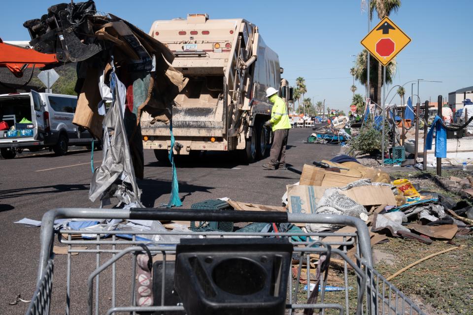 Phoenix cleared the third block of The Zone homeless encampment on June 21, 2023, on Madison Street between 8th and 9th avenues in Phoenix.