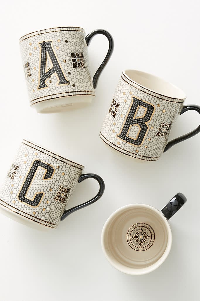 Bistro Tiled Margot Monogram Mug. (Anthopologie)