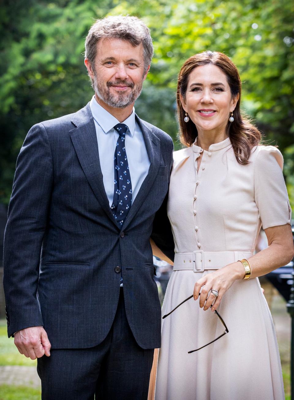 Crown Prince Frederik of Denmark and Crown Princess Mary of Denmark attends a reception at the end of their two day visit to The Netherlands at the Danish residence on June 21, 2022 in The Hague, Netherlands.