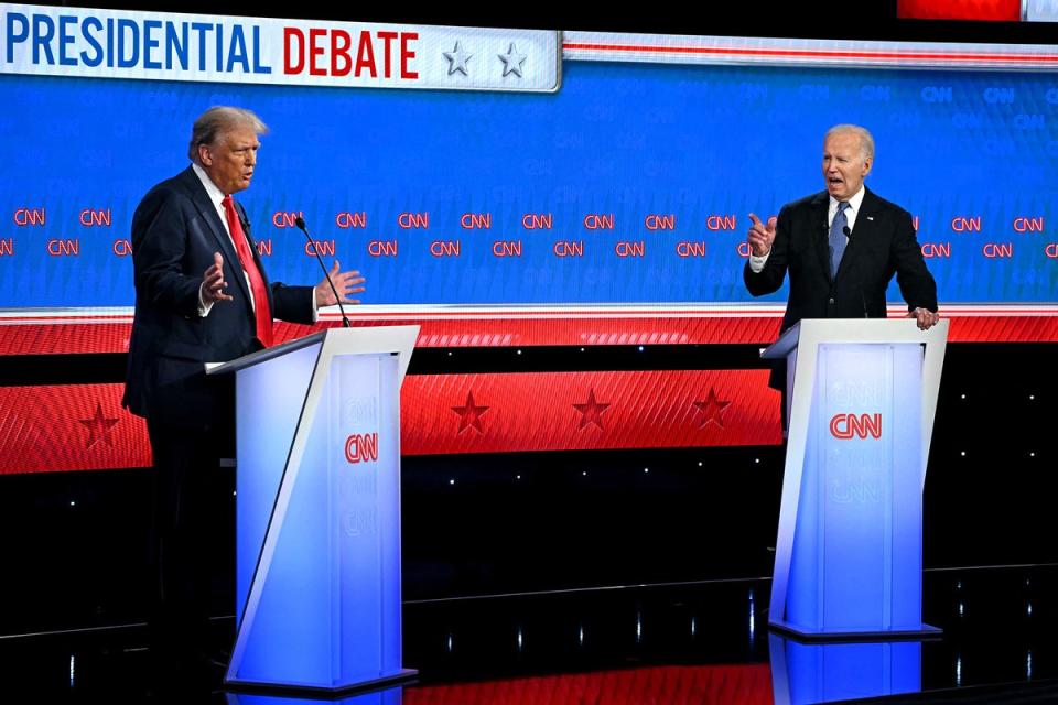 Biden appeared more shy and soft-spoken at Thursday's CNN debate than some of his staffers attest (AFP/Getty)