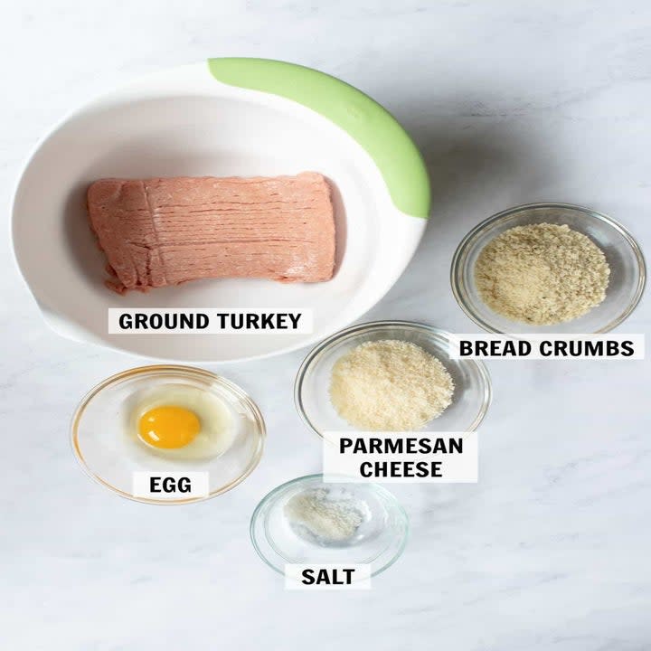 Ingredients for turkey meatballs.