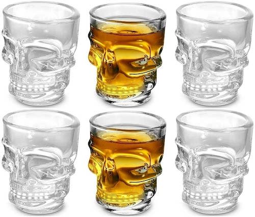 Circleware Skull Face Heavy Base Shot Glasses, Set of 6