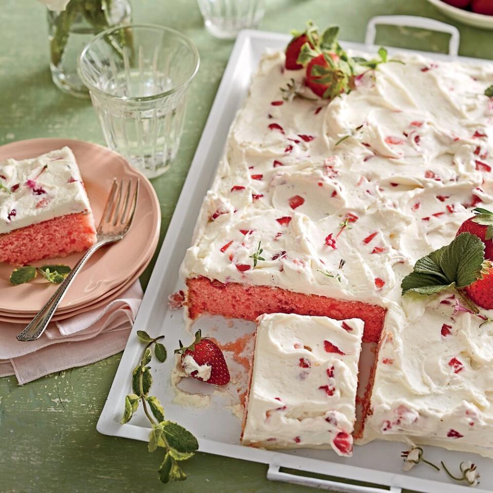 Strawberries-and-Cream Sheet Cake