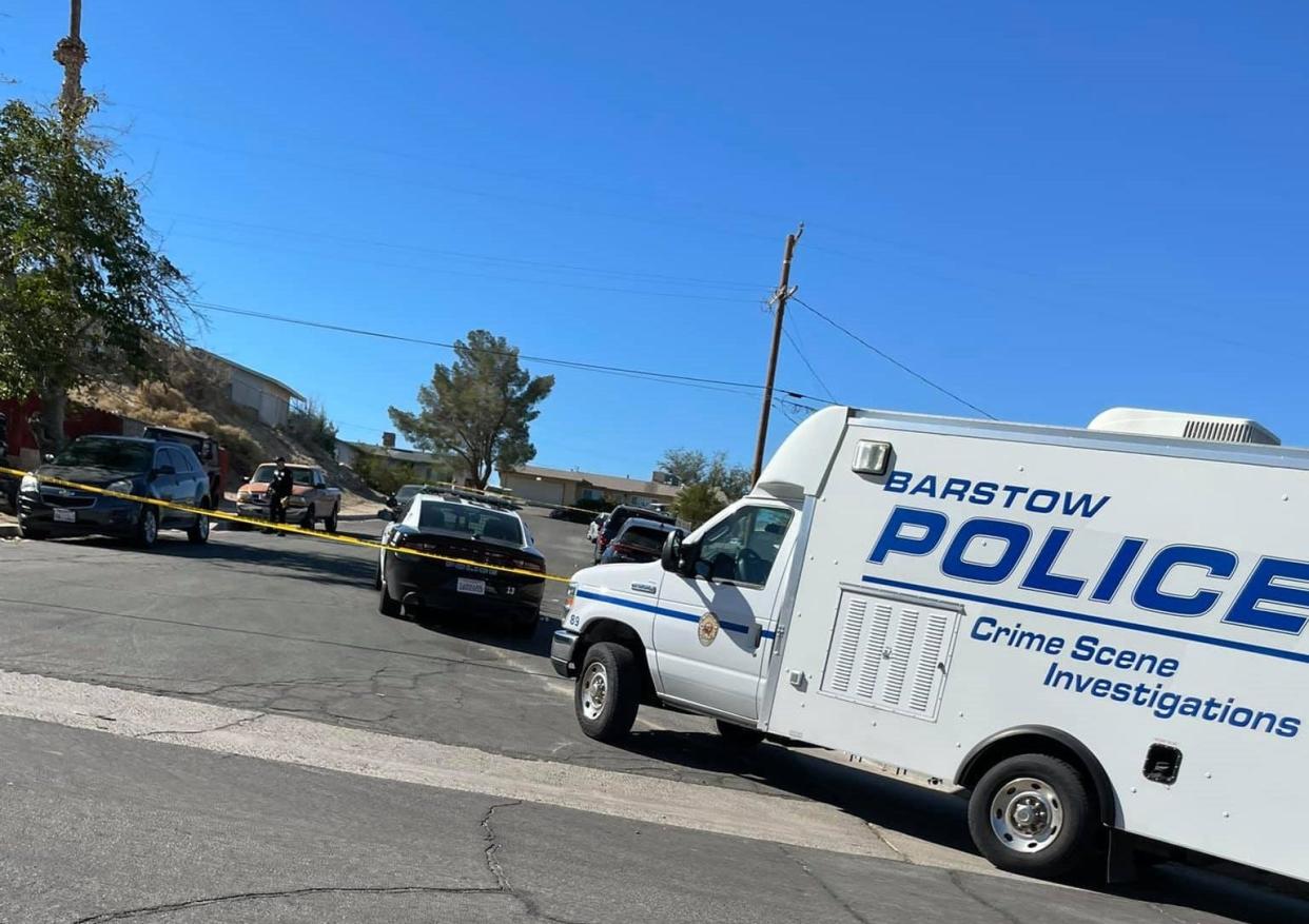 Barstow Police investigators taped off Saint Lawrence Street in Mojave Manor early Thursday, Nov. 11, 2021, after residents say a shooting occurred that morning.