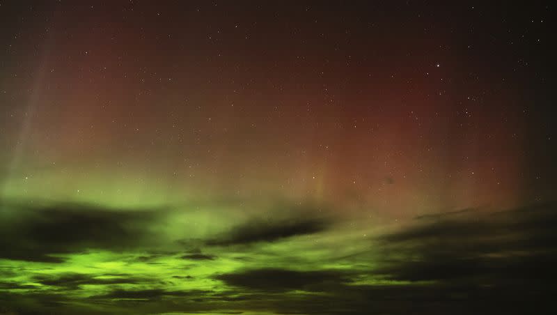 An aurora borealis, also known as the northern lights, is seen in the night sky in the early morning hours of Monday, April 24, 2023, near Washtucna, Wash. A solar storm forecast for Thursday, July 13, is expected to give skygazers in more than a dozen American states a chance to glimpse the northern lights.