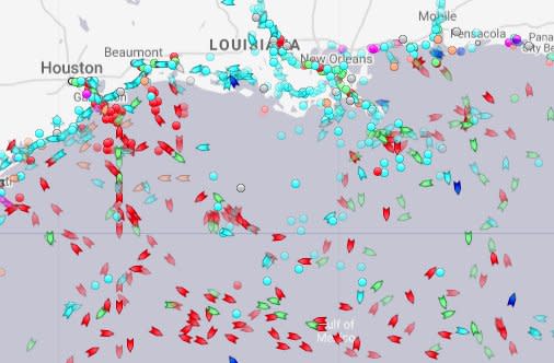 Ships avoiding tropical storm Barry