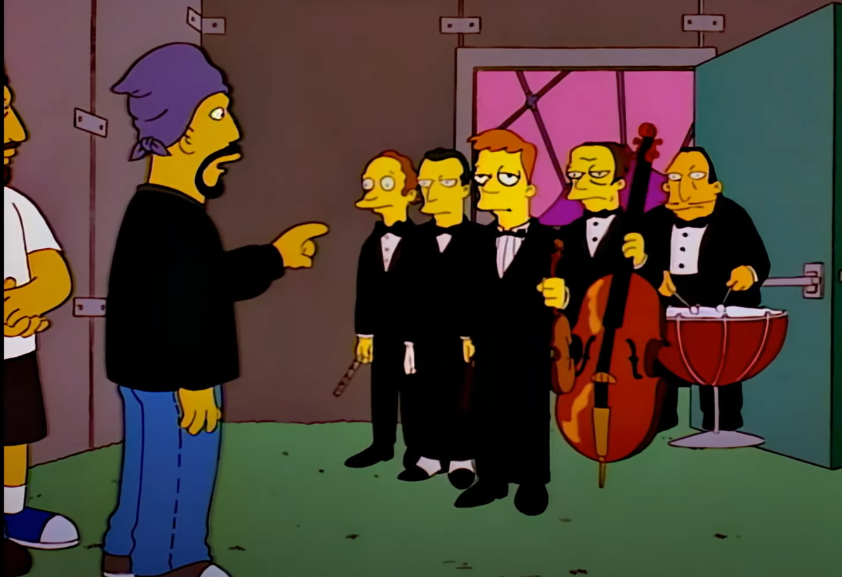 A still from the episode of The Simpsons featuring Cypress Hill (Gracie Films/Fox)