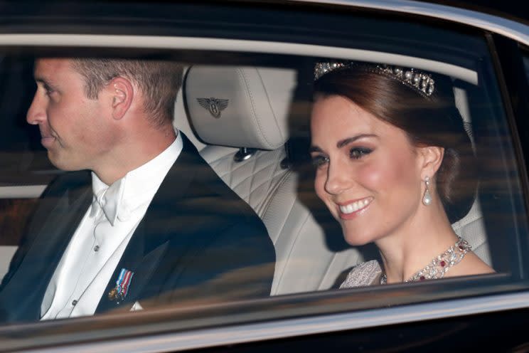 Prince William and Kate Middleton attend a state banquet at Buckingham Palace. (Photo: Max Mumby/Indigo/Getty Images)