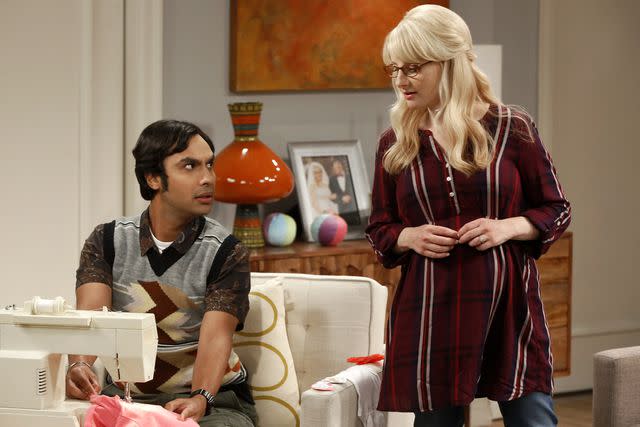 <p>Monty Brinton/CBS via Getty </p> Kunal Nayyar as Raj and Melissa Rauch as Bernadette on 'The Big Bang Theory'