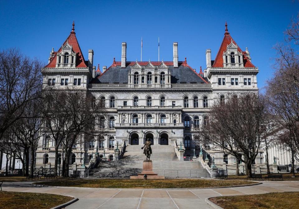 Albany lawmakers are two weeks late on the state budget and are in danger of missing a second paycheck. Newsday via Getty Images