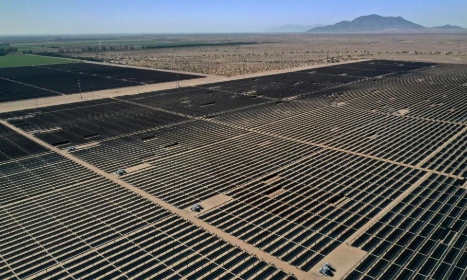 Solar panels at the Tenaska Imperial Solar Energy Center South in El Centro, California.