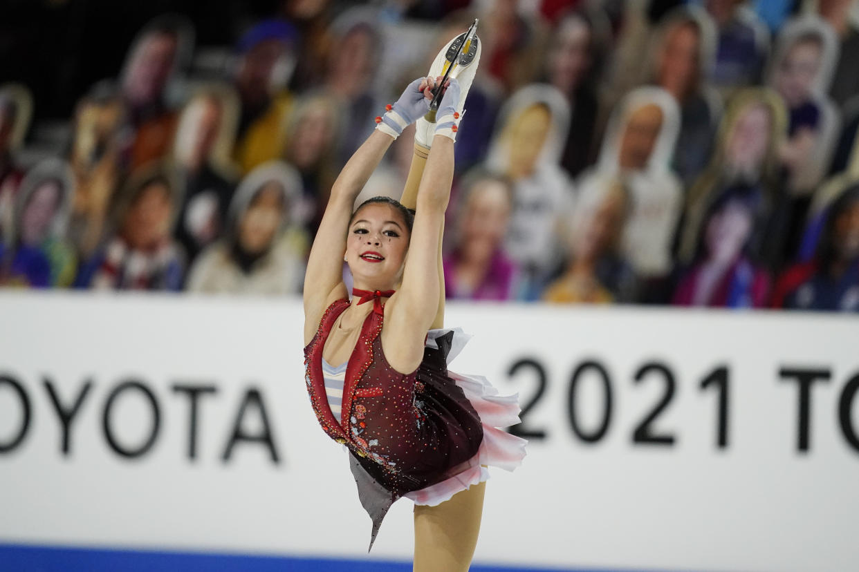 Alysa Liu performs during the women's short program at the U.S. Figure Skating Championships, Thursday, Jan. 14, 2021, in Las Vegas. (AP Photo/John Locher)