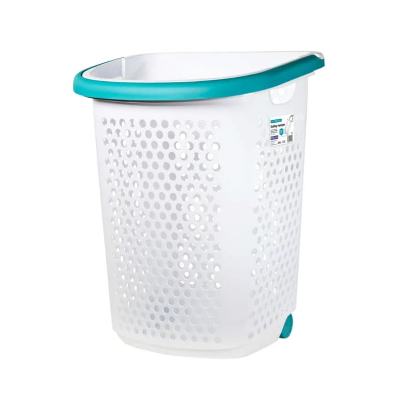 Home Logic 2 Bushel Rolling Plastic Laundry Hamper