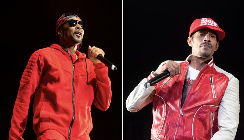 (L)Krayzie Bone of Bones Thugs-n-Harmony performs onstage at State Farm Arena on Saturday, Jan. 5, 2019, in Atlanta. (Photo by Paul R. Giunta/Invision/AP) (R)Layzie Bone of Bones Thugs-n-Harmony performs onstage at State Farm Arena on Saturday, Jan. 5, 2019, in Atlanta. (Photo by Paul R. Giunta/Invision/AP)