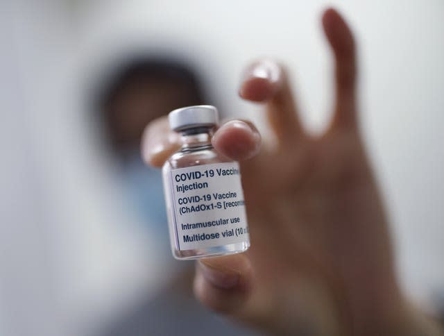 A vial of the Oxford/AstraZeneca coronavirus vaccine (Yui Mok/PA)