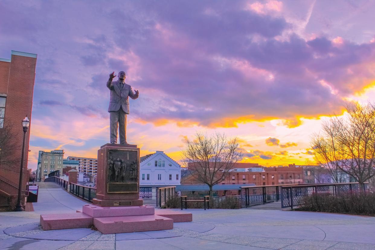 The Martin Luther King Jr. statue in the Historic Gainsboro neighborhood.