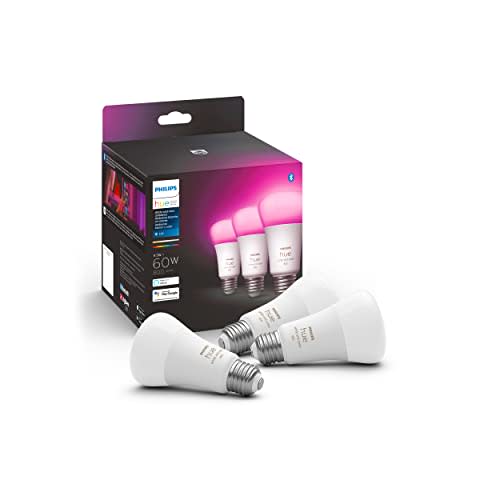 Philips Hue 60W A19 White and Color Ambiance LED Smart Color Changing Bulbs - Pack of 3 - E26 -…