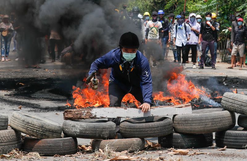 Protest against the military coup, in Yangon