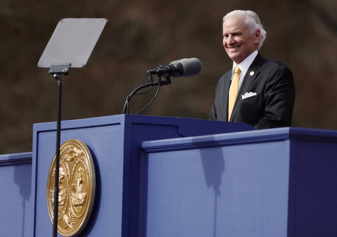 S.C. Gov. Henry McMaster delivers his inauguration speech after being sworn in for his second full term on Wednesday, Jan. 11, 2023, in Columbia, S.C.