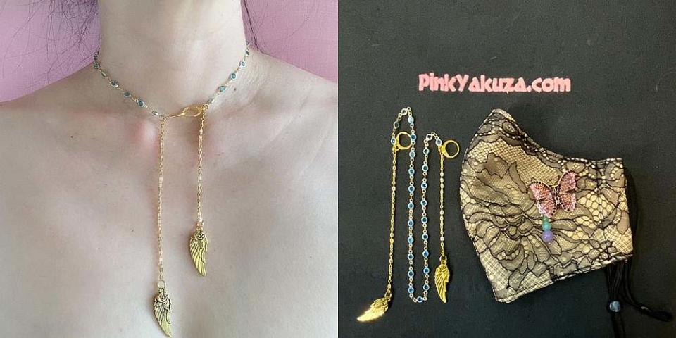 The chokers can be used as face mask chains and the intricate design can be worn in several ways. — Pictures courtesy of Poesy Liang