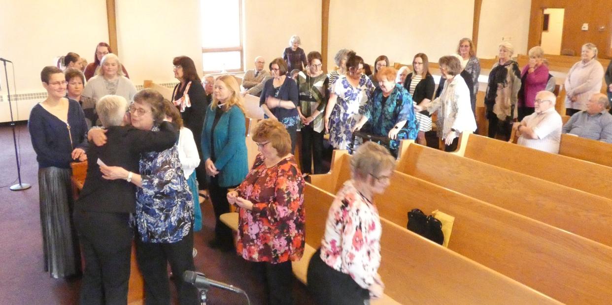 More than 42 women are installed as members of the Salvation Army Woman’s Auxiliary of Bucyrus during the organization’s charter meeting on Monday evening at Woodlawn United Methodist Church.