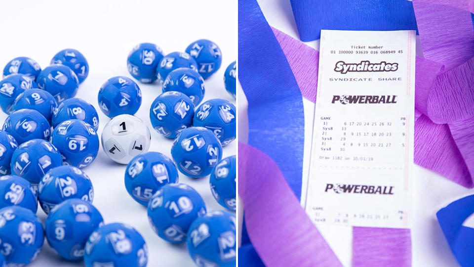 Picture of lottery balls and a Powerball ticket - the Powerball jackpot has climbed to $80 million for next Thursday's draw, no entry had the winning numbers of 26, 15, 16, 6, 1, 21 and 10, and the Powerball number was 19 