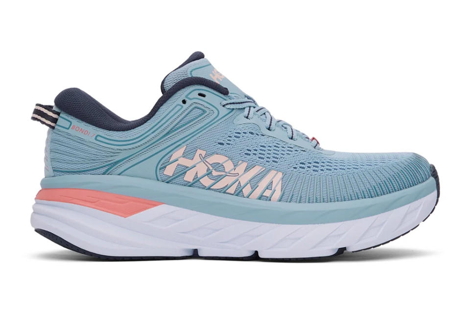 sneakers, neon blue, hoka one one