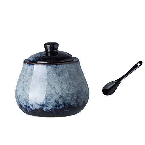 9) DoDola Glazed Ceramic Sugar Bowl With Lid & Spoon