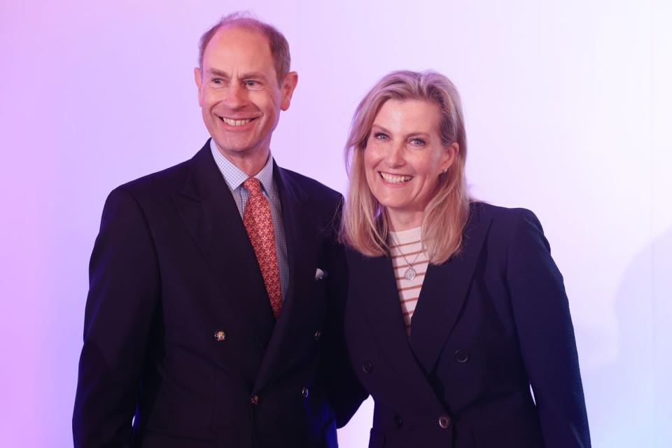 <p>Chris Jackson/Getty </p> Prince Edward and Sophie, Duchess of Edinburgh, at the Community Sport and Recreation Awards at Headingley Stadium on March 8. 