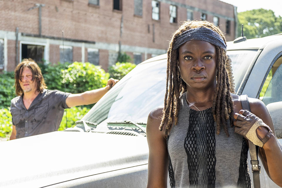 <p>Norman Reedus as Daryl Dixon, Danai Gurira as Michonne (Credit: Gene Page/AMC) </p>